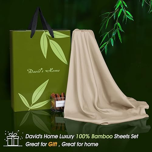 Miniatura 6 de David's Home Juego de sábanas refrescantes de 100 % rayón derivado de bambú, sedosas, suaves, transpirables para personas que duermen con calor,
