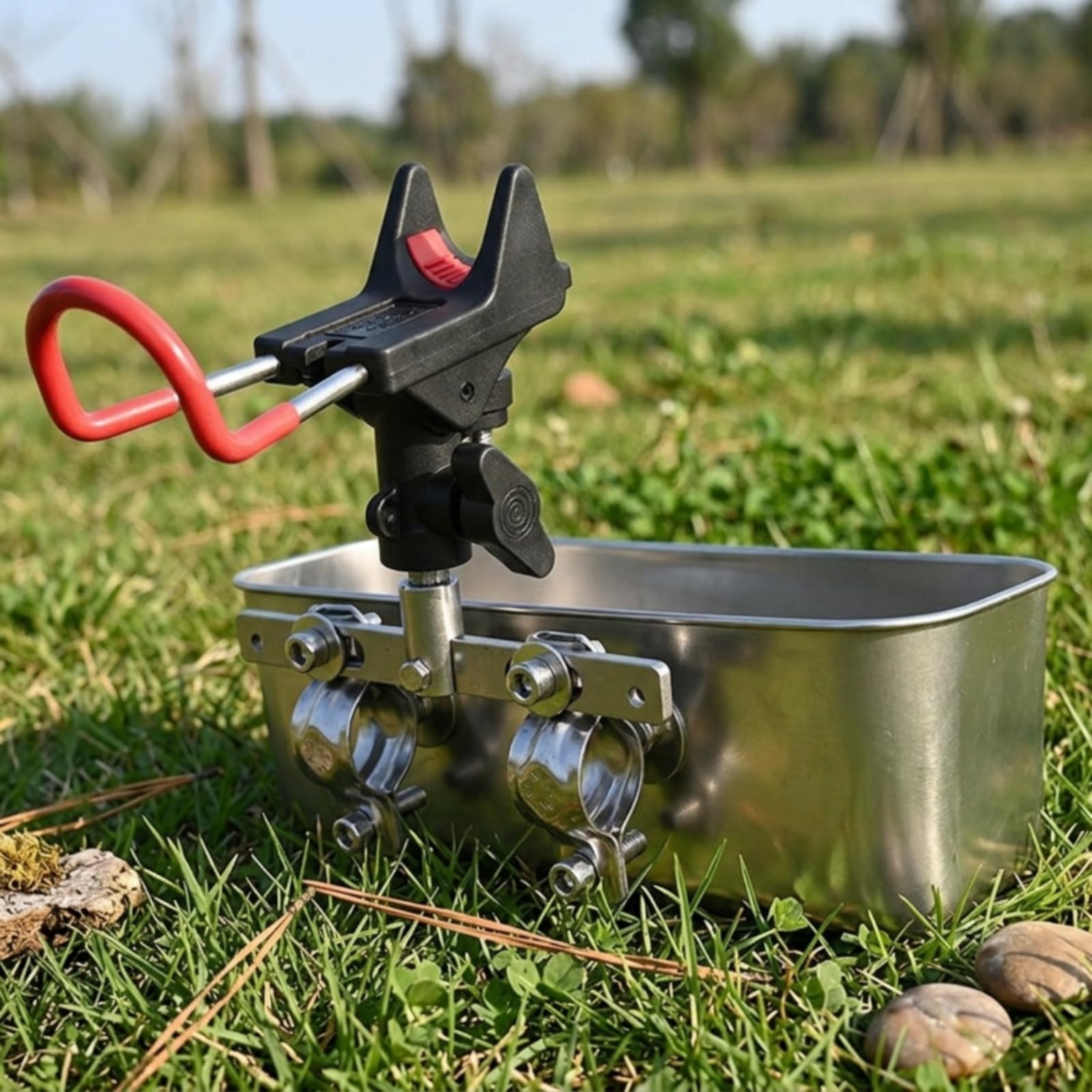 Porta Pesca in Acciaio Inox con Supporto per Canna da P Organizzare Esche E Tackle su Barche da Pesca con Fissaggio a, Argento, Vasca Per Esche In Acciaio Inossidabile + Supporto Singolo