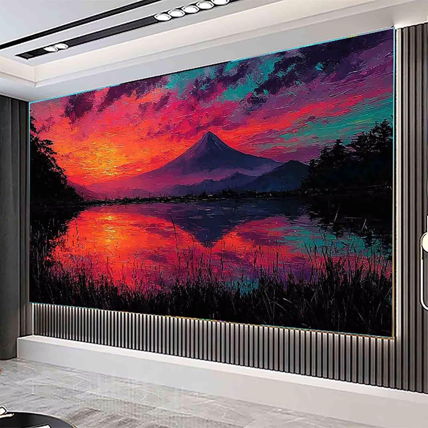 Diamentowy obraz Mount Fuji Diamentowe zestawy artystyczne dla dorosłych, krajobraz, kryształ, zestaw artystyczny dla dorosłych, dzieci, DIY, 5D, kwadratowe, pełne wiercenie, klejnot, kropki, stras
