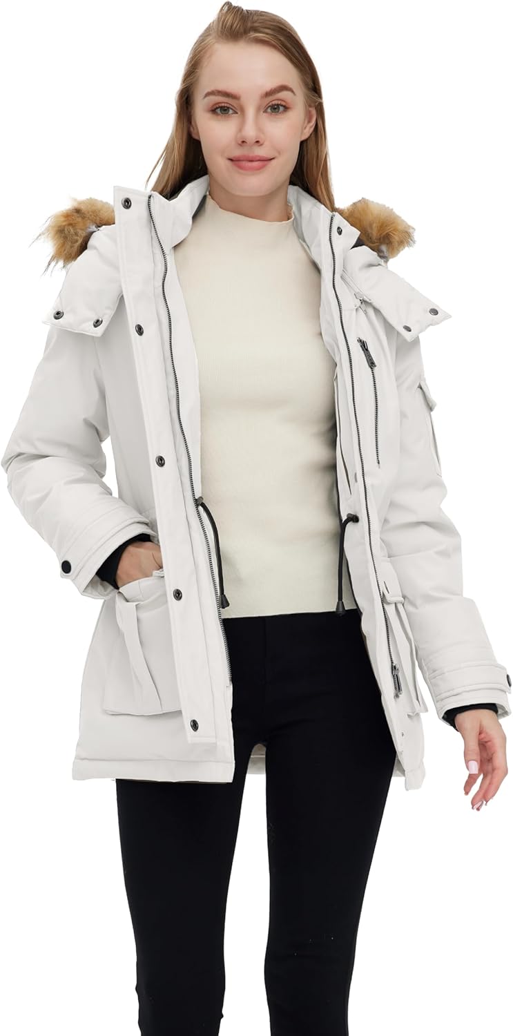 wantdo Women's Quilted Winter Coat Warm Puffer Jacket Thicken Parka with Removable Hood - Image 4
