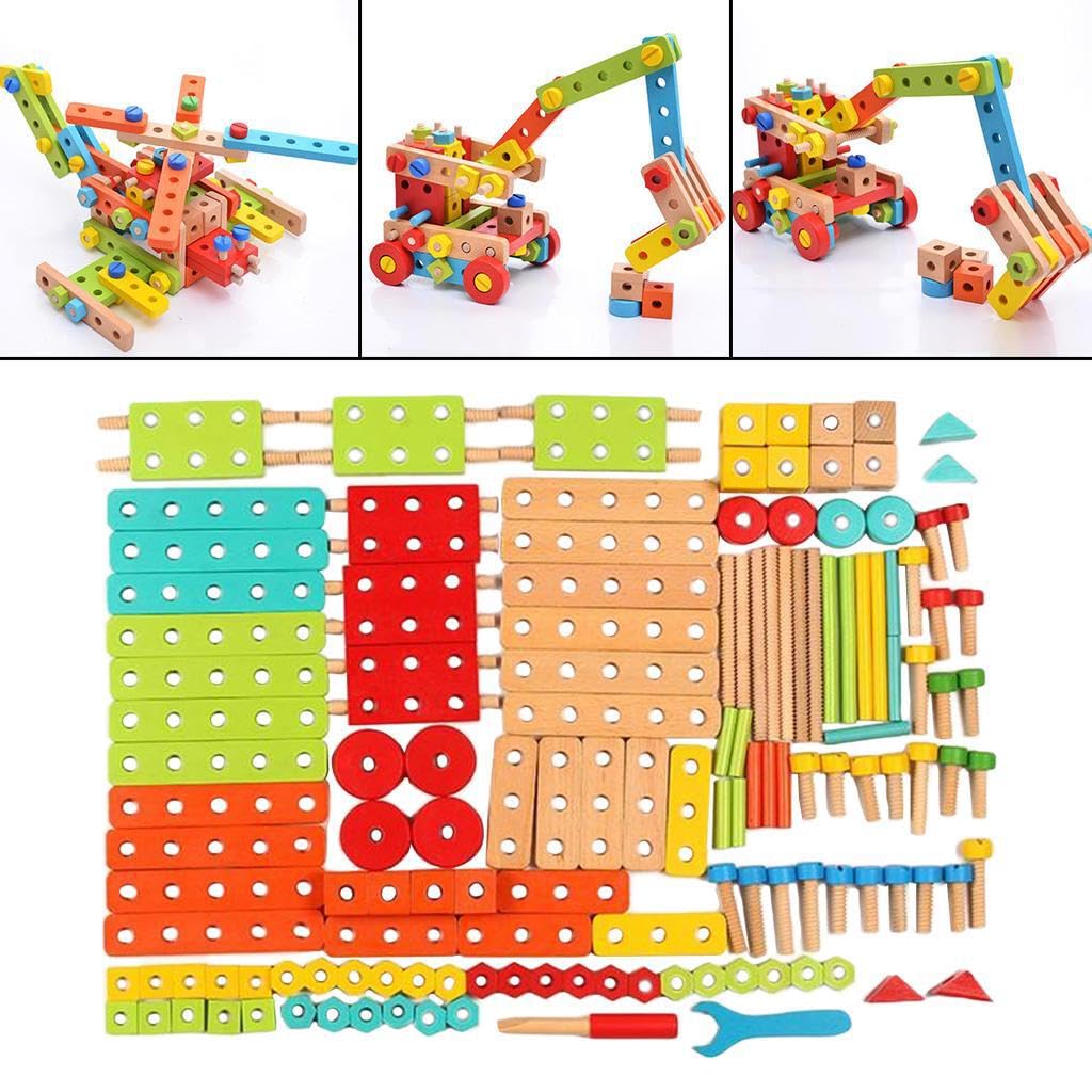Rompecabezas, Juguetes de construcción, Bloques apilables de para Madera, desafían la Creatividad de los niños con 68 Piezas, fomentan la