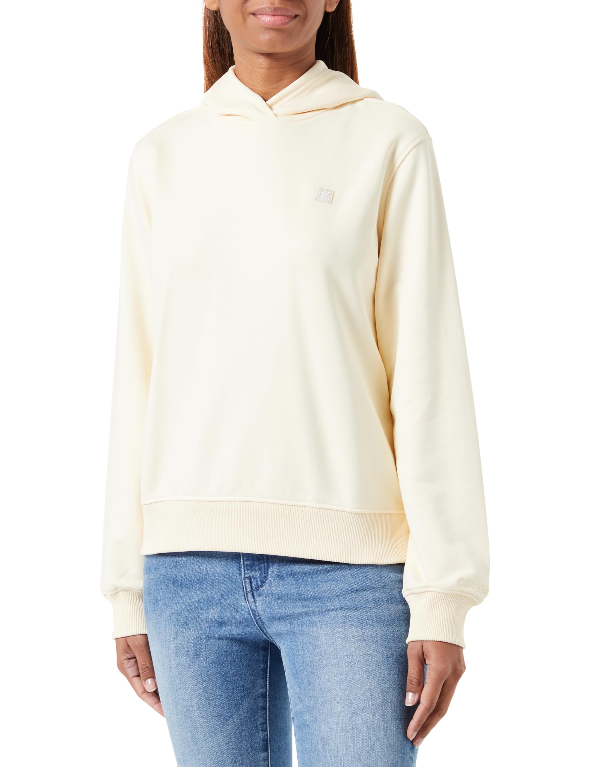 Calvin Klein Jeans Vanilla Women's Ck Embro Badge Regular Hoodie J20j223227, Large