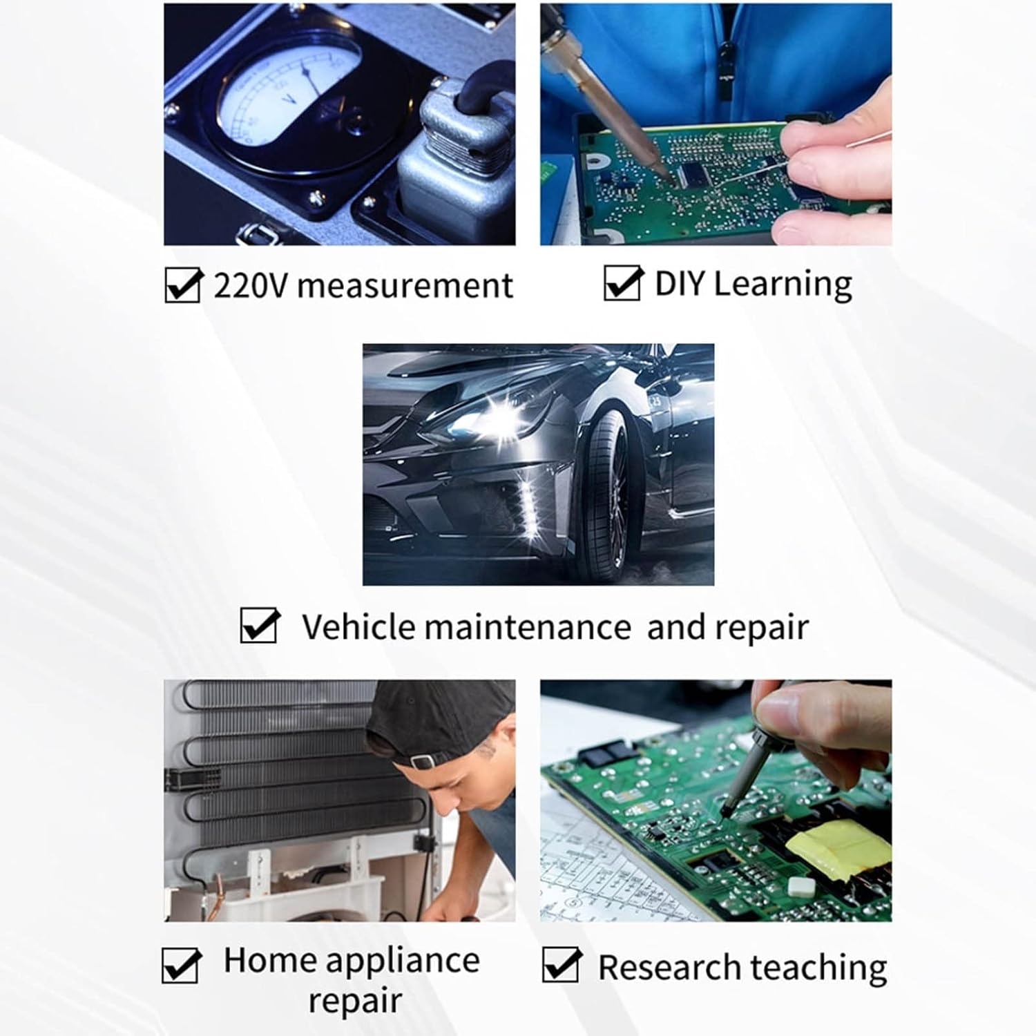 Handheld Digital Oscilloscope, 200Khz Bandwidth 2.5MHz Sampling Portable Automotive Oscilloscope 2.4 Inch LCD Mini Oscilloscope with Test Cable for Indoor Outdoor
