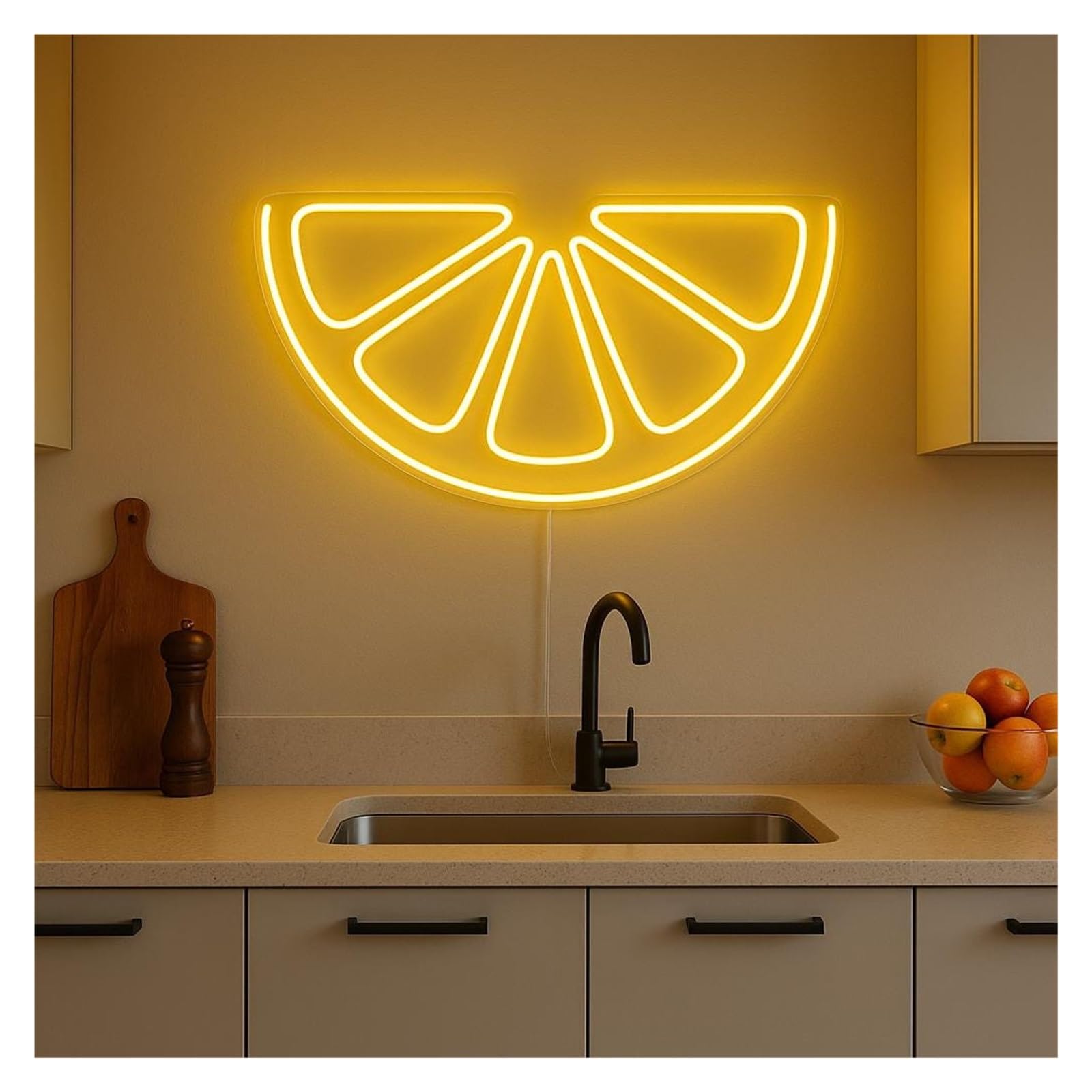 Shouxi A Sign Lamp Lemon Slice Neon Sign, Suitable For Fruit Shop Or Bar Wall Decor With Dimmable 51Cm