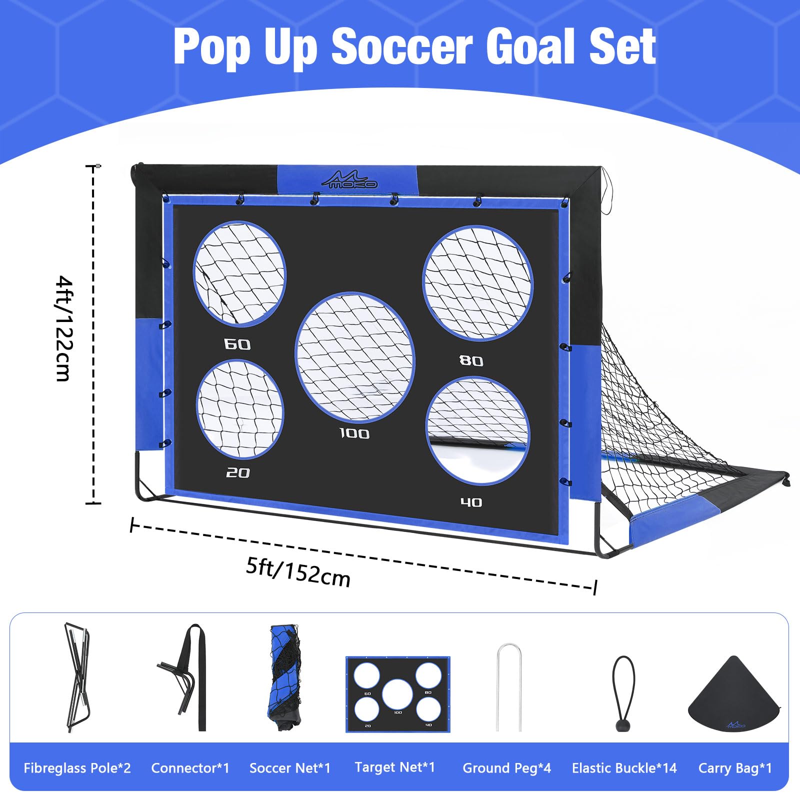 MoKo Portería de Fútbol Plegable con Red, Equipo de Entrenamiento Portátil para Niños
