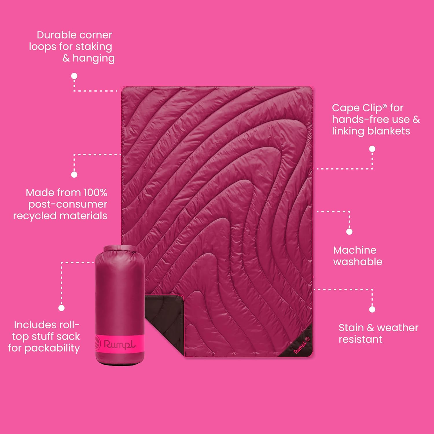 Rumpl Original Puffy Blanket - Warm Puffy Camping Blanket, 100% Recycled Polyester Insulation, Lightweight, Packable, Water-Resistant, Outdoor Puffer Blanket, 84x80, Cactus Flower Rumpl Original Puffy Blanket - Warm Puffy Camping Blanket, 100% Recycled Polyester Insulation, Lightweight, Packable, Water-Resistant, Outdoor Puffer Blanket, 84x80, Cactus Flower