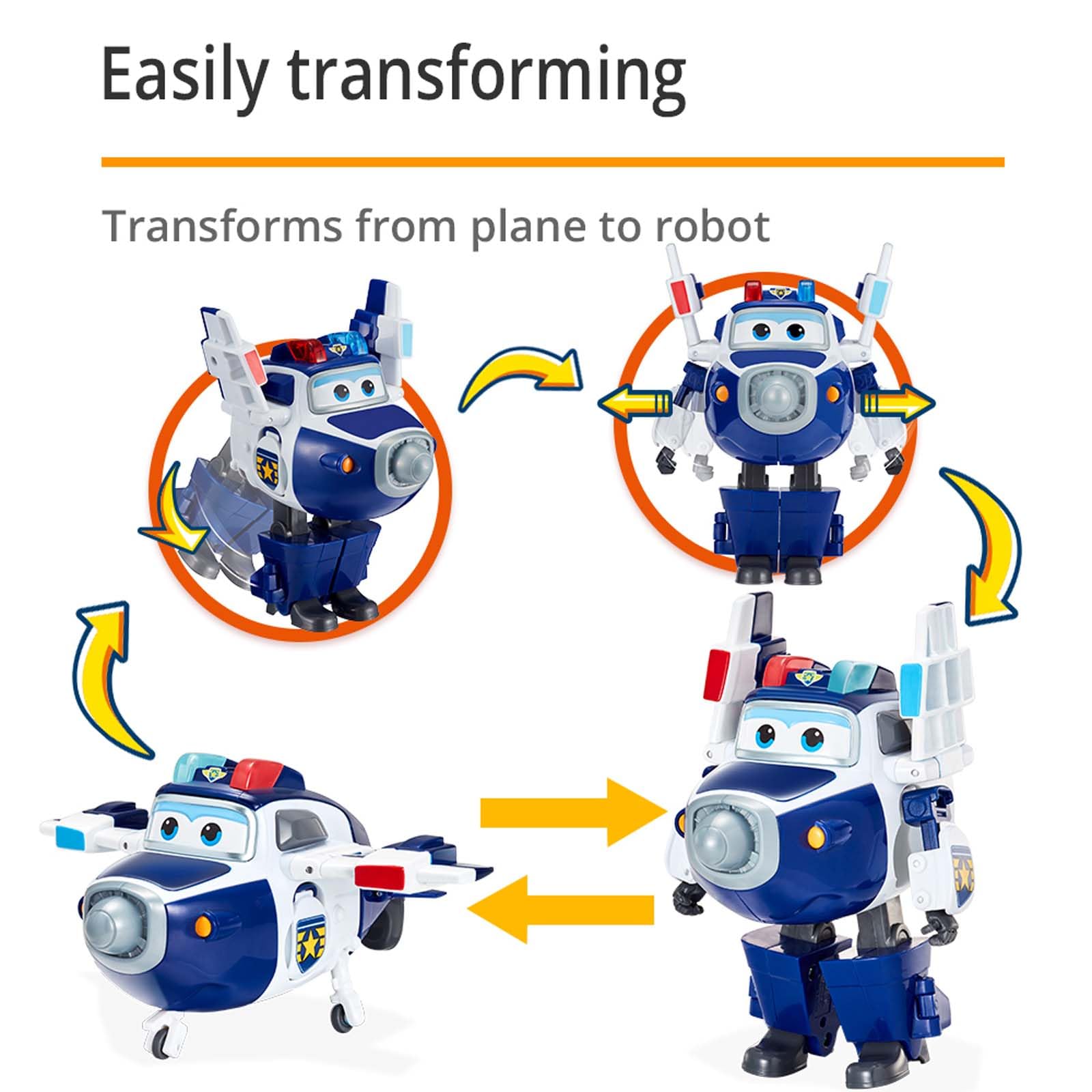 Super Wings Verwandlungsspielzeug Paul & super pet Paul, 2 in 1 Action Figur, 12,7 cm großes Flugzeug-Roboter-Spielzeug, Transformable-Spielzeug für Jungen und Mädchen ab 3 Jahren, Blau