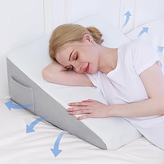 ROCYJULIN Bed Wedge Pillow for Sleeping, 10 Inch Memory Foam Incline Wedge Pillow, Triangle Elevated Wedge Pillow for After Surgery, Acid Reflux and Snoring, Light Grey