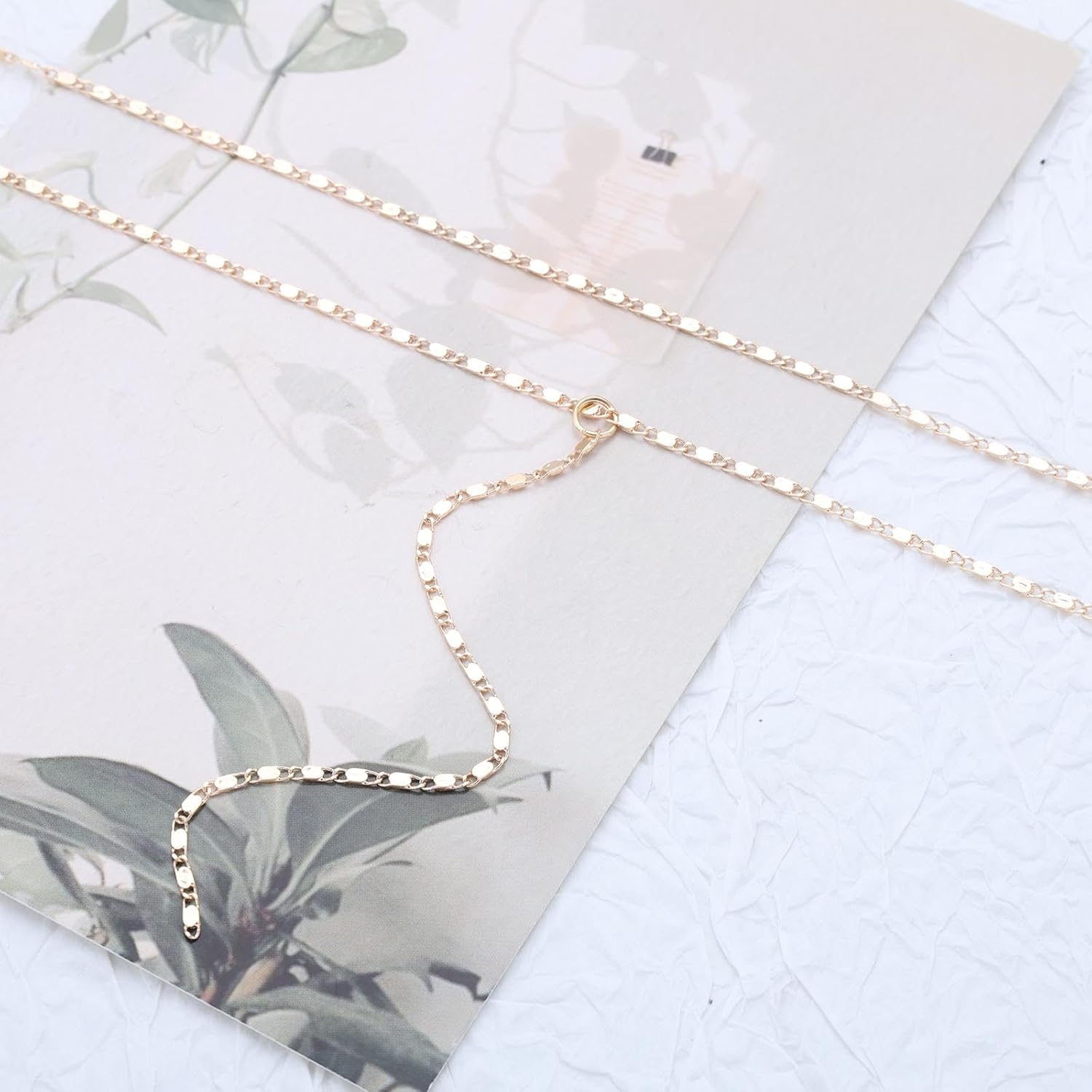 Vintage Layered Long Drop Y Necklace Boho Lace Chain Choker Tassel Gold Flat Lariat for Women - Image 5