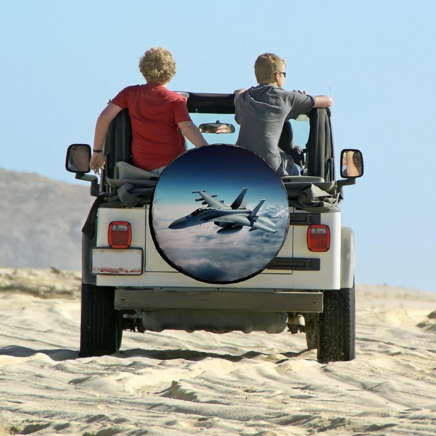 Universal Spare Tire Cover Waterproof Wheel Covers Car Tire Protector Aircraft Fighter Jets Wheel Protector Dustproof Wheels Tires Cover for RV SUV Truck Camper Trailer 34inch