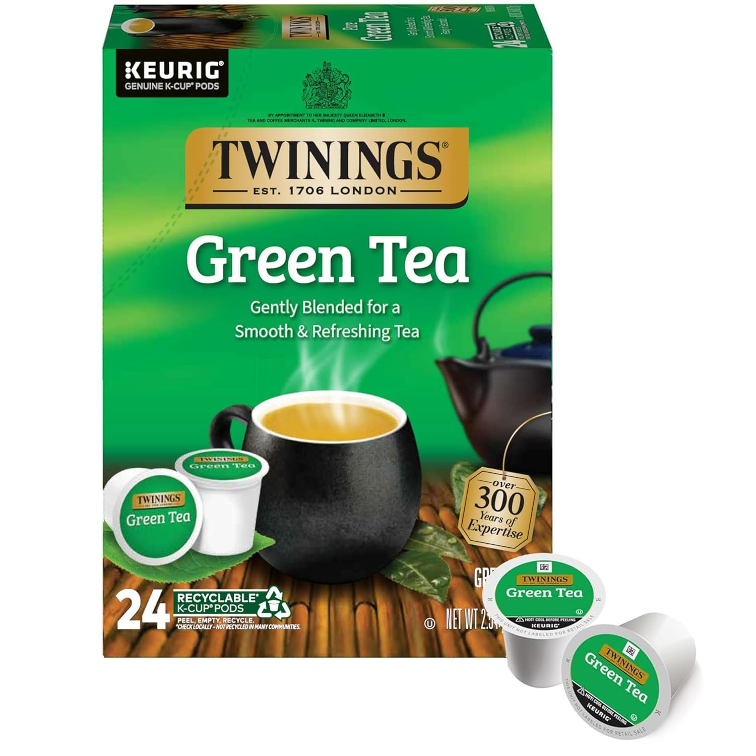 Twinings Green Tea Single Serve Keurig K-Cup Pods, 24 Count (Pack of 4)