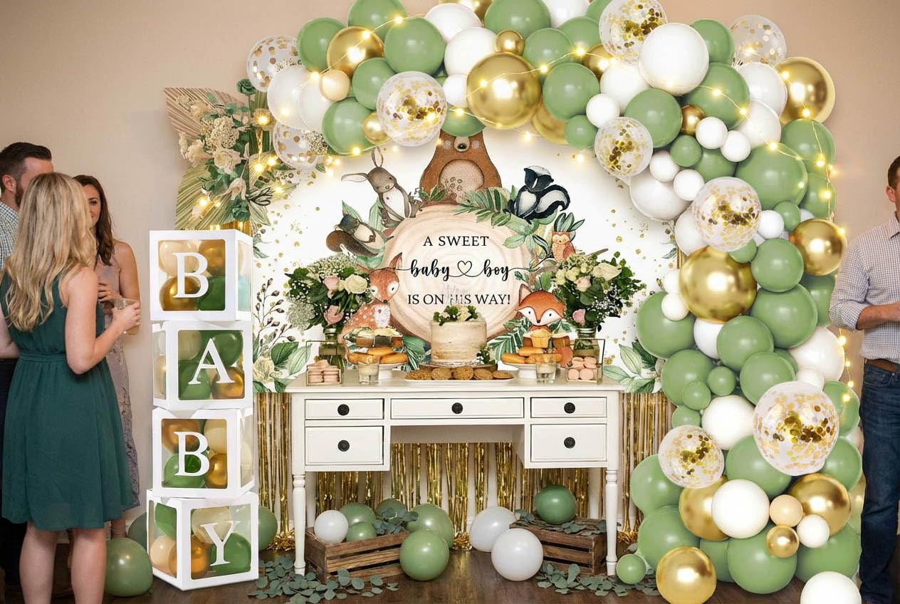 Decoraciones para baby shower de animales del bosque