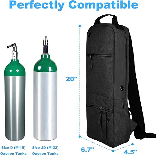 Miniatura 3 de Mochila portátil con tanque de oxígeno para tamaño D (M-15), cómoda mochila con cilindro de oxígeno médico con correas duraderas, tamaño JD (M-22),