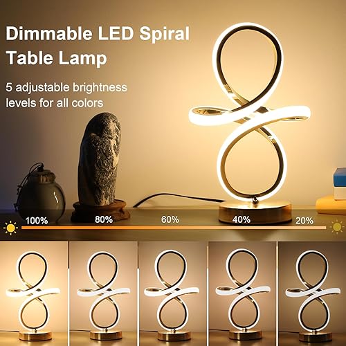 Miniatura 6 de SZMiNiLED Lámpara de mesa moderna, RGBW regulable, 7 colores, 10 modos, lámpara de mesita de noche para sala de estar, dormitorio, oficina,
