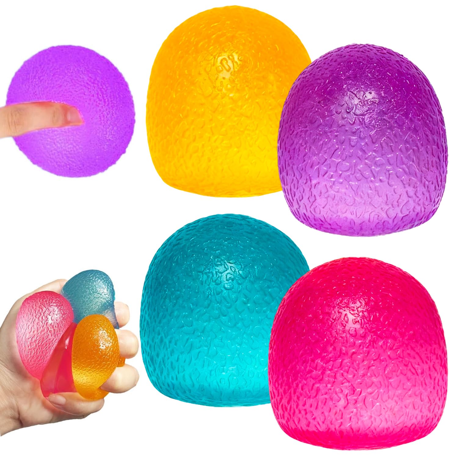 4PCS Stress Balls for Autism, Doh Cube Squishy Fidget Toys for Kids, Sensory Balls Anxiety Relief, Squeeze Hand Exercise Stress Ball Toys for Adults Fun Stocking Filler