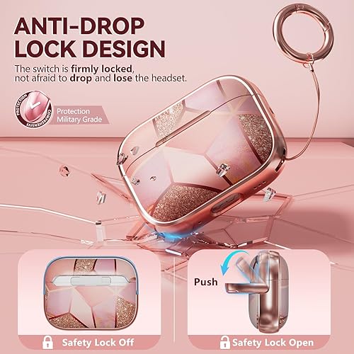 Miniatura 3 de Inesore Funda rígida para AirPods Pro de 2 generación con cerradura, diseño de flores lindas Air Pods Pro 2, fundas rígidas para iPod Pro para