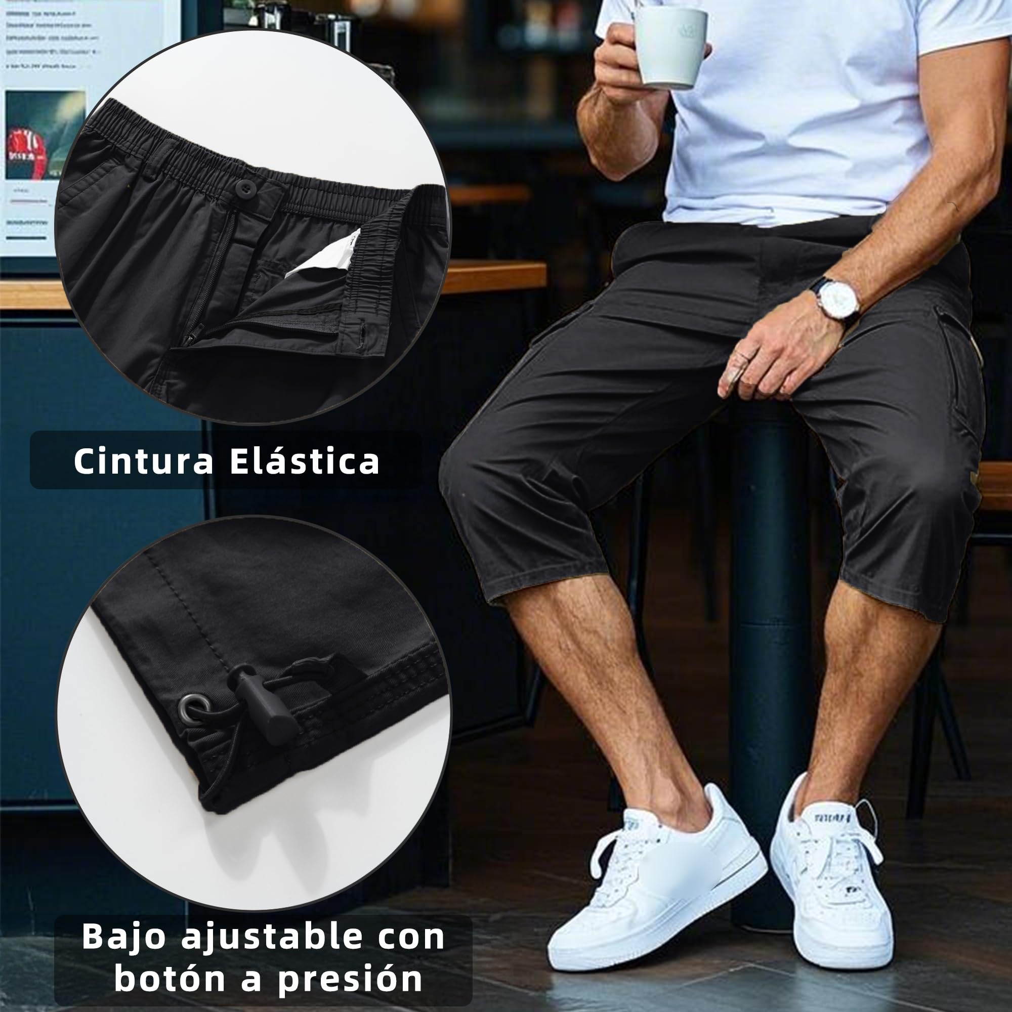 KEFITEVD Pantalones Cargo Hombre Algodón Bolsillos Múltiples Corte Cómodo | Pantalones cargo hombre de algodón con bolsillos múltiples y corte cómodo, casual para uso diario y actividades exteriores