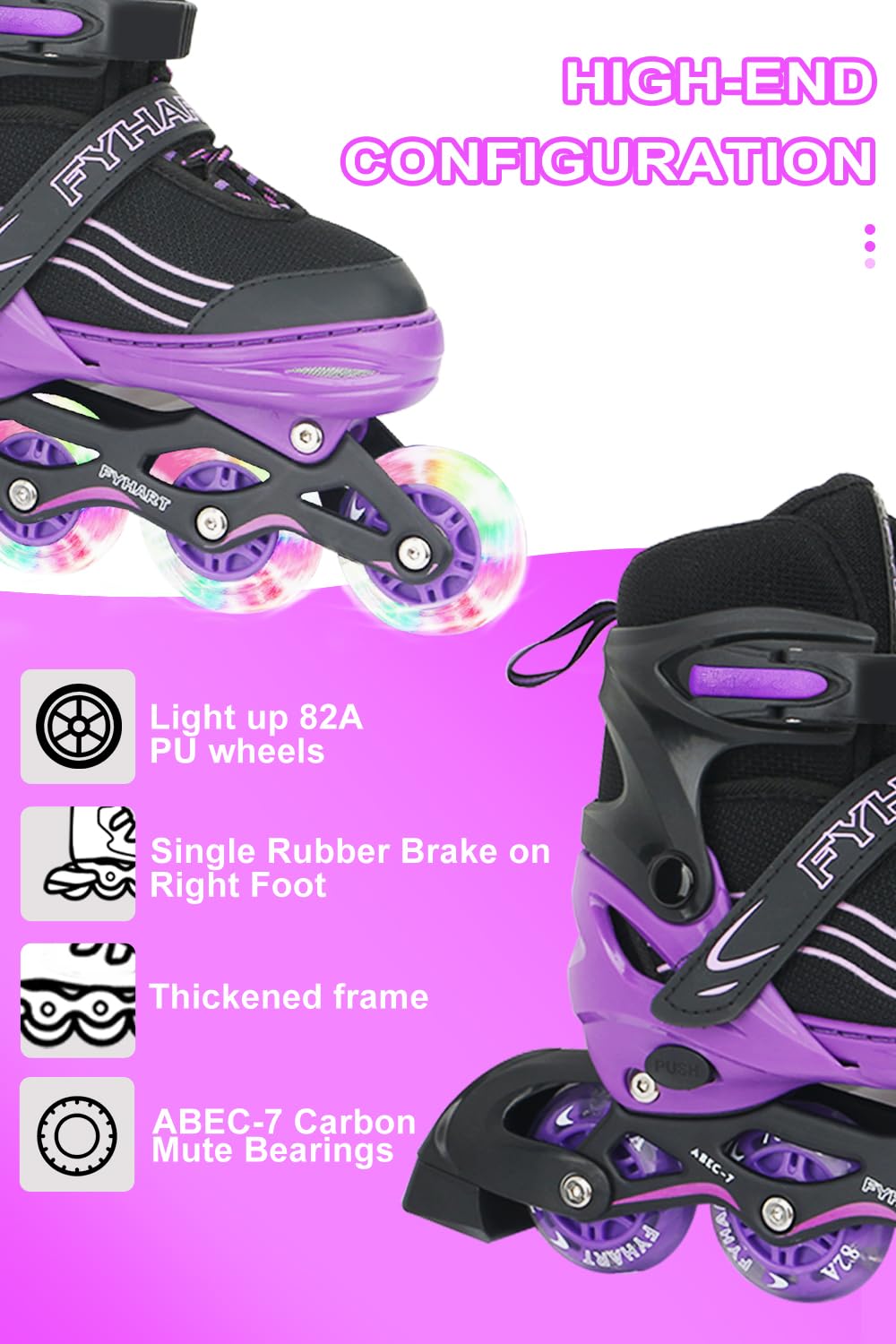 MGYZM Pattini in linea per ragazze, pattini a rotelle per ragazze, pattini in linea per bambini con ruote illuminate, pattini per ragazzi per sport indoor