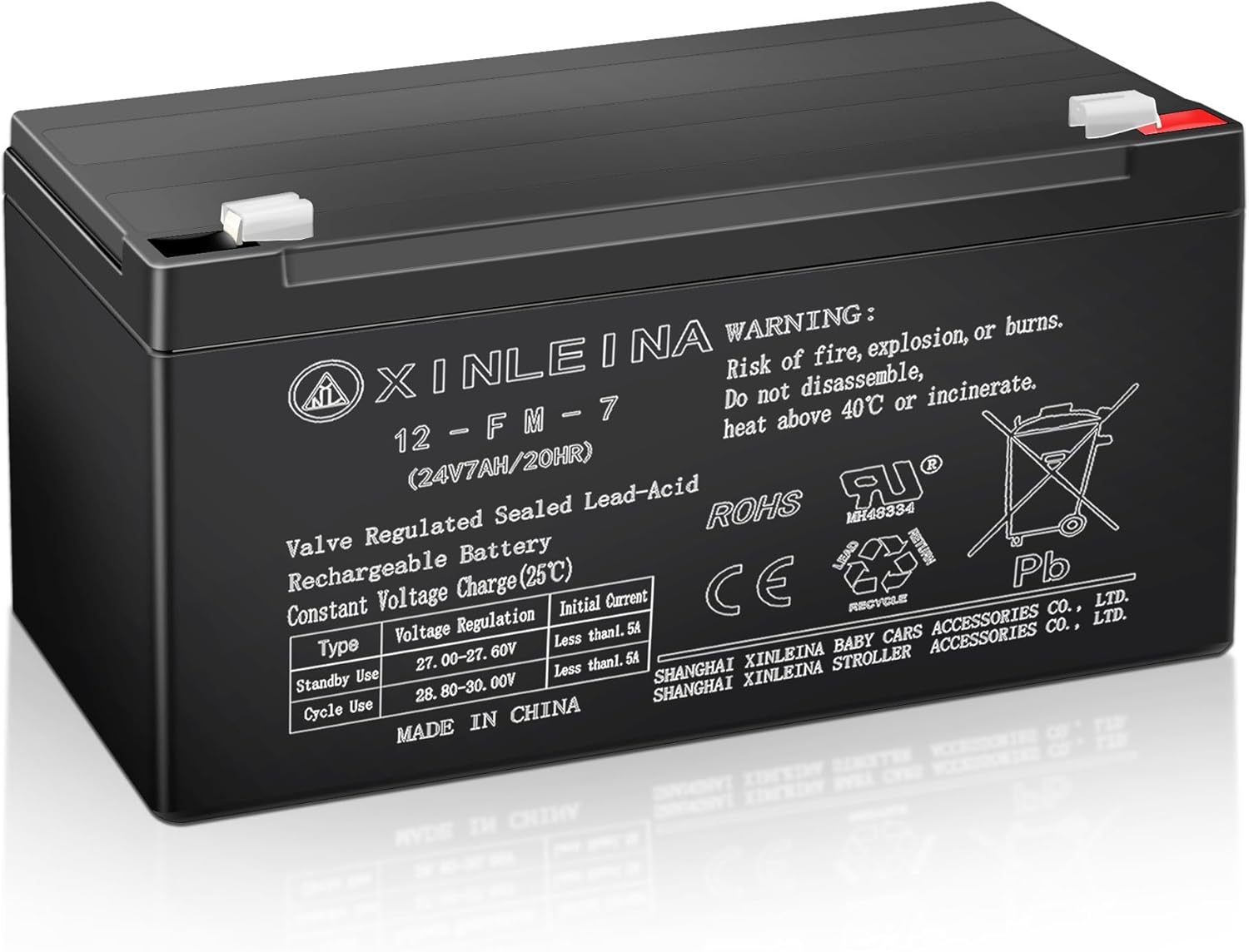 24V 7Ah Battery, Rechargeable Lead Acid Battery for Ride on Cars, 300+ Cycles, Universal F2 Terminal Suitable for 24 Volt Electric Vehicles, LED Lights, Speaker, Trolling Motor