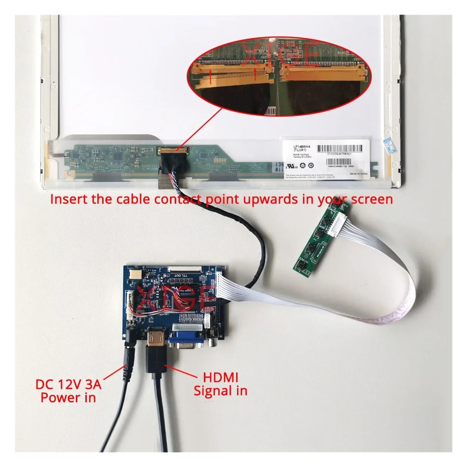 For B140XW02 B140XW04 B140XW03 B140XW01 Kit Scheda Controller FAI DA TE HDMI + VGA + AV 40-Pin LVDS 1366x768 Schermo Di Visualizzazione Del Computer Portatile 1366 * 768 Accessori(For B140XW04 V.0)