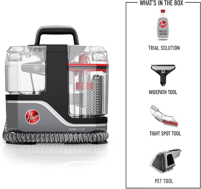 Hoover CleanSlate XL Deep Cleaning Carpet + Upholstery Spot Cleaner Machine with Specialized Tools, Permanent Stain Remover, Pair with Hoover Portable Spot Cleaner Solution