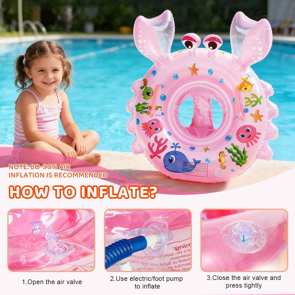 Anello di Nuoto per Bebè, Anello di Nuoto Bambini, Baby Float Salvagente Gonfiabile Giocattoli per Bebè da 1 a 3 Anni, Piscina Estiva All'aperto - Rosa