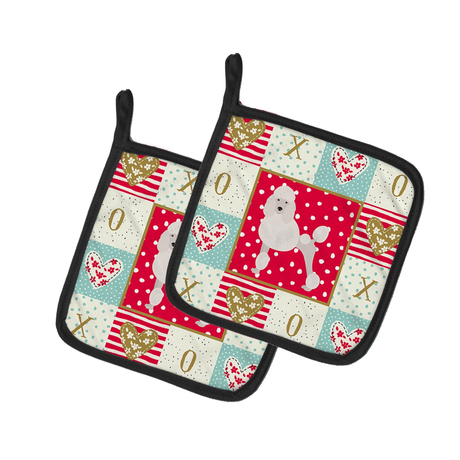 Caroline's Treasures Carolines Treasures CK5880PTHD, Motiv Pudel, 2 Stück Topflappen, Stoff, Mehrfarbig, 7.5HX7.5W