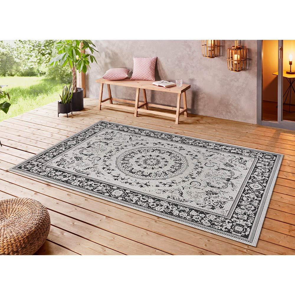 Hanse Home Tappeto Bengala, per interni ed esterni, colore: crema/nero, dimensioni: 160 x 230 cm