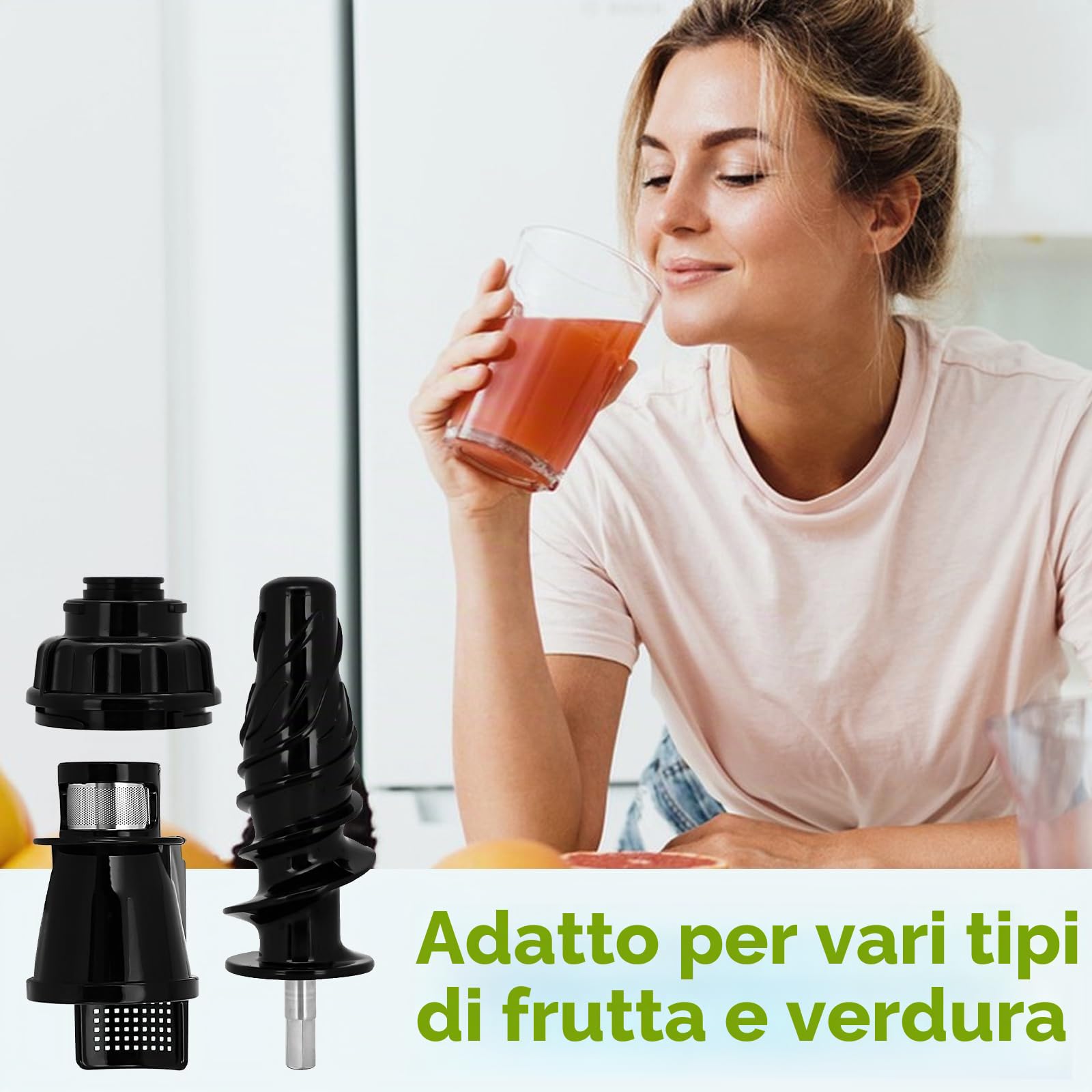 Set di 3 Pezzi di Ricambio per spremiagrumi Omegae, 8006 Juicer Auger Auger Sostituzione & Juicing Screen & Juicer End cap per Modelli NC900HDC, NC900HDS, NC800HDR
