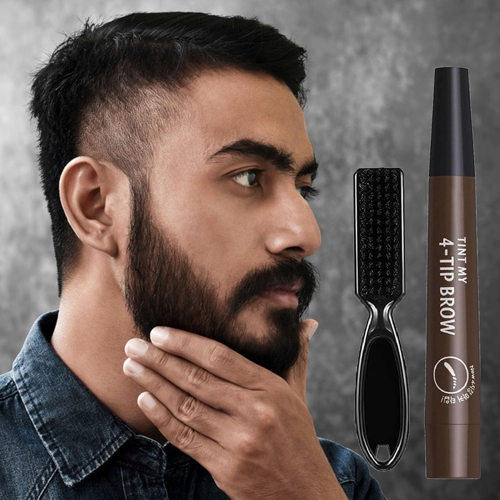 Penna per barba - Penna per riempimento barba resistente all'acqua - Matita per capelli con copertura lunga durata, riempitivo per barba per trucco barba, finitura naturale, riparazione baffi Qumiuu