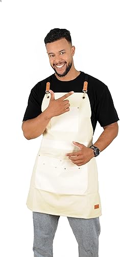 Miniatura 7 de Woodworking Tools Apron for Men Heavy Duty Waterproof Cotton Canvas Apron with 6 Pockets