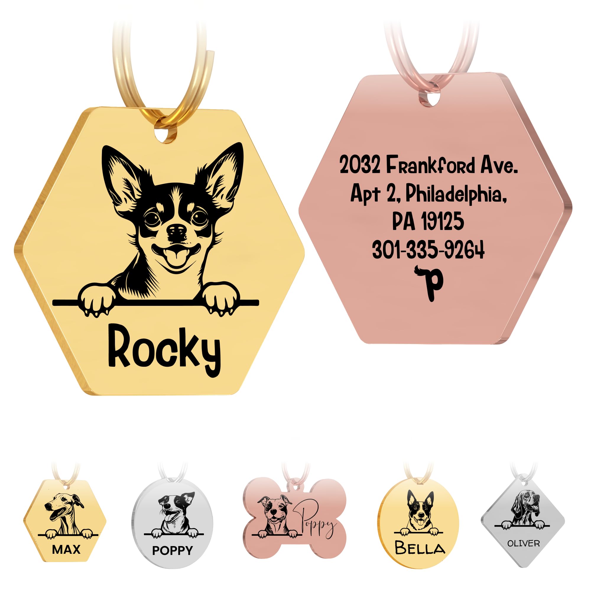 PawFurEver Dog Tags Personalized for Pets - Dog Name Tags Personalized with Any Name & Text from 77 Breeds, Custom Pet Tag for Collar for Puppy, Pet