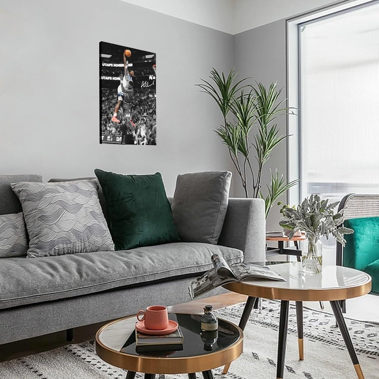 Basketball Dunking Poster Famous Player Canvas Poster Wall Art Frame 12x18inch