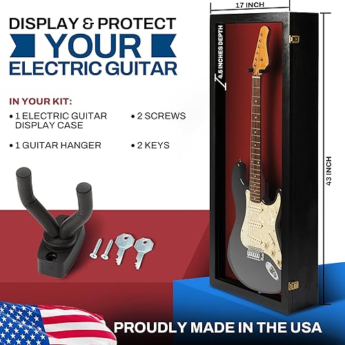Miniatura 2 de PENNZONI Vitrina para guitarra eléctrica, estuche acrílico para guitarra eléctrica, soporte de pared, estuche de pared para guitarra hecha de marco