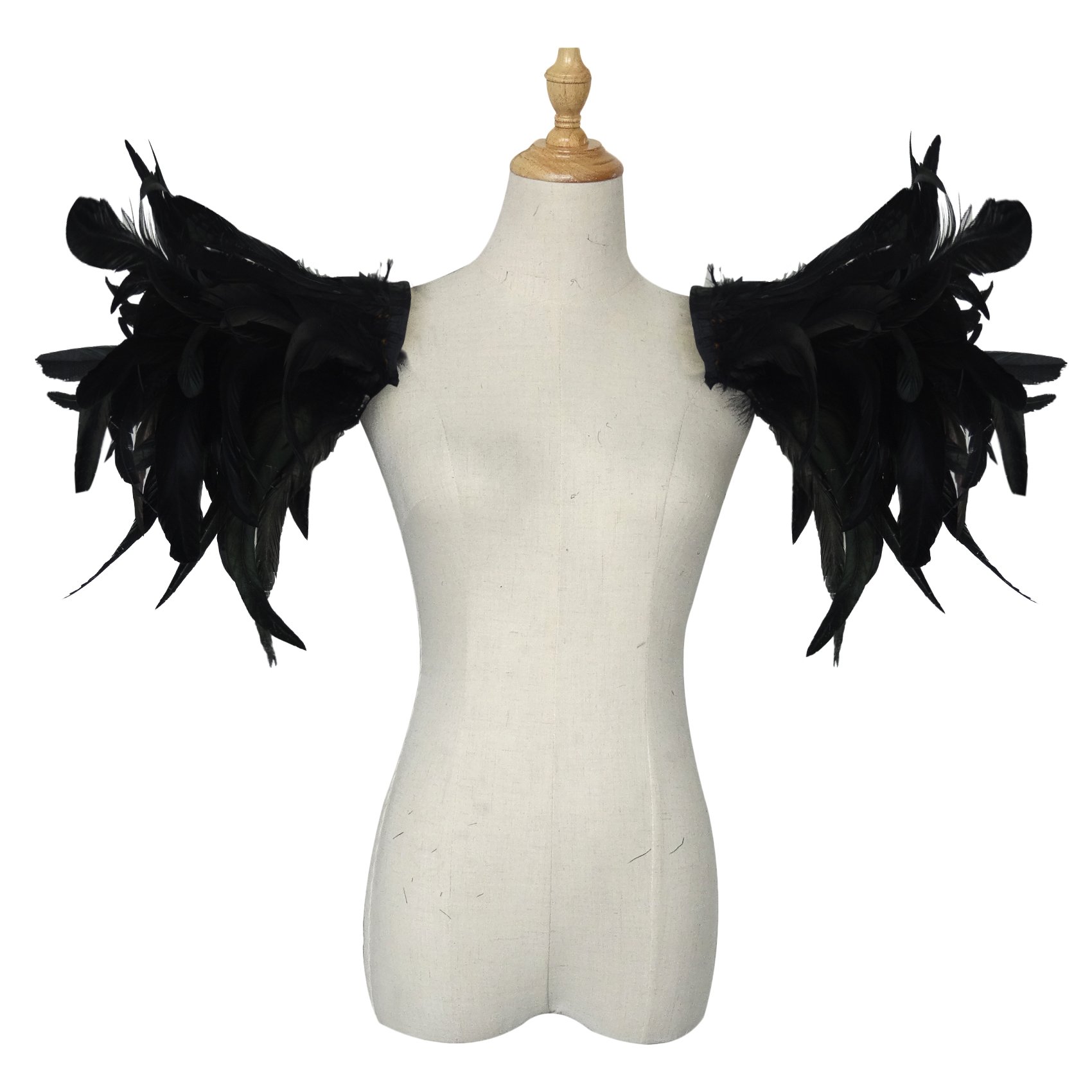 keland Paquete de 2 geles de hombros de Epaulet de plumas de gema natural auténtica para hombre (Negro)
