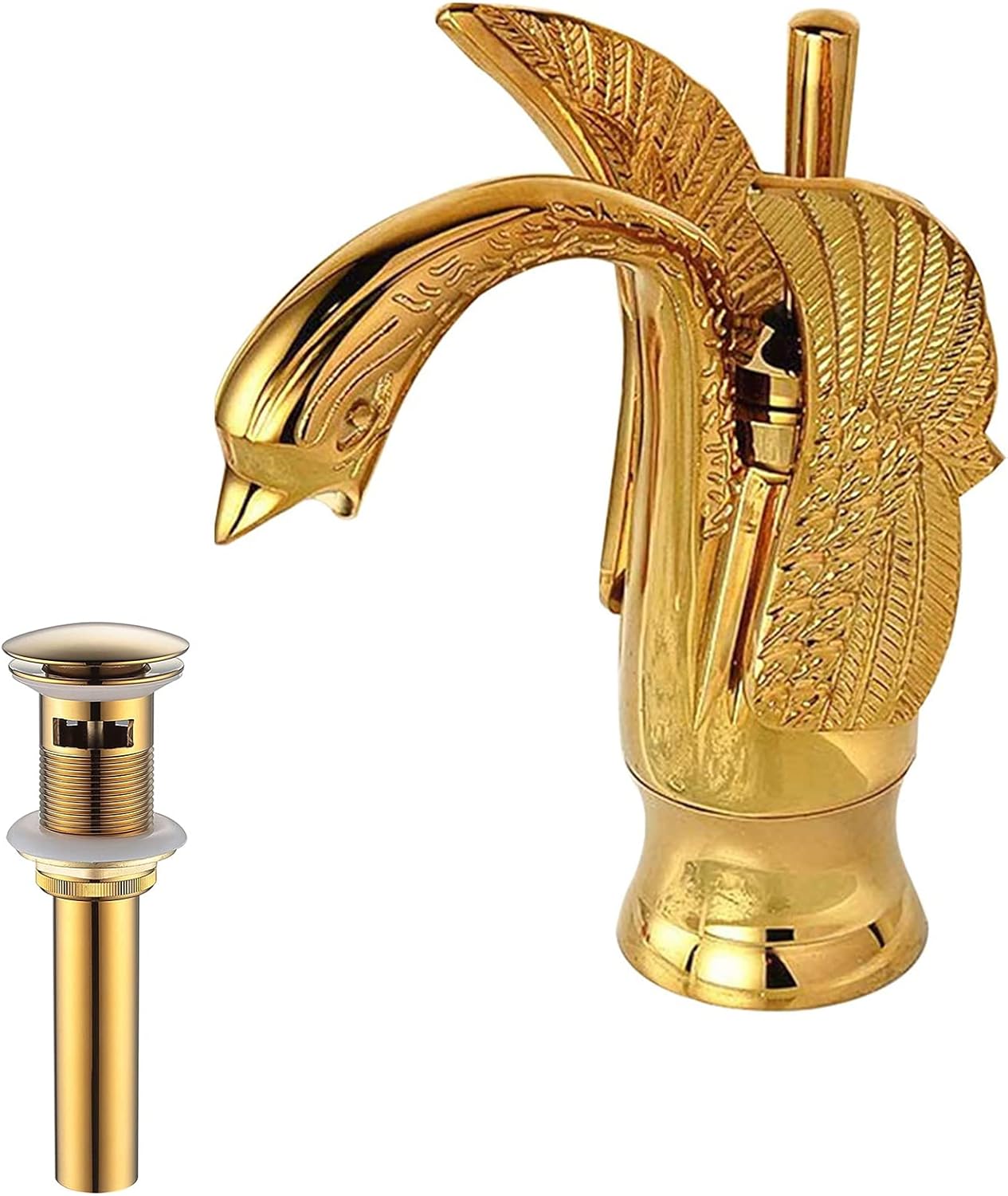 Bathroom Sink Faucet Golden Swan Single Handle Waterfall Basin Mixer Tap Matching Pop Up Sink Drain with Overflow Bathroom Vanity Faucet Basin Tap Deck Mount Lavatory