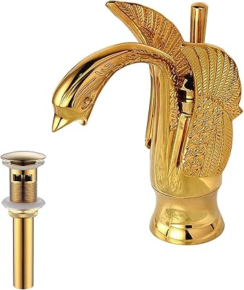 Bathroom Sink Faucet Golden Swan Single Handle Waterfall Basin Mixer Tap Matching Pop Up Sink Drain with Overflow Bathroom Vanity Faucet Basin Tap Deck Mount Lavatory