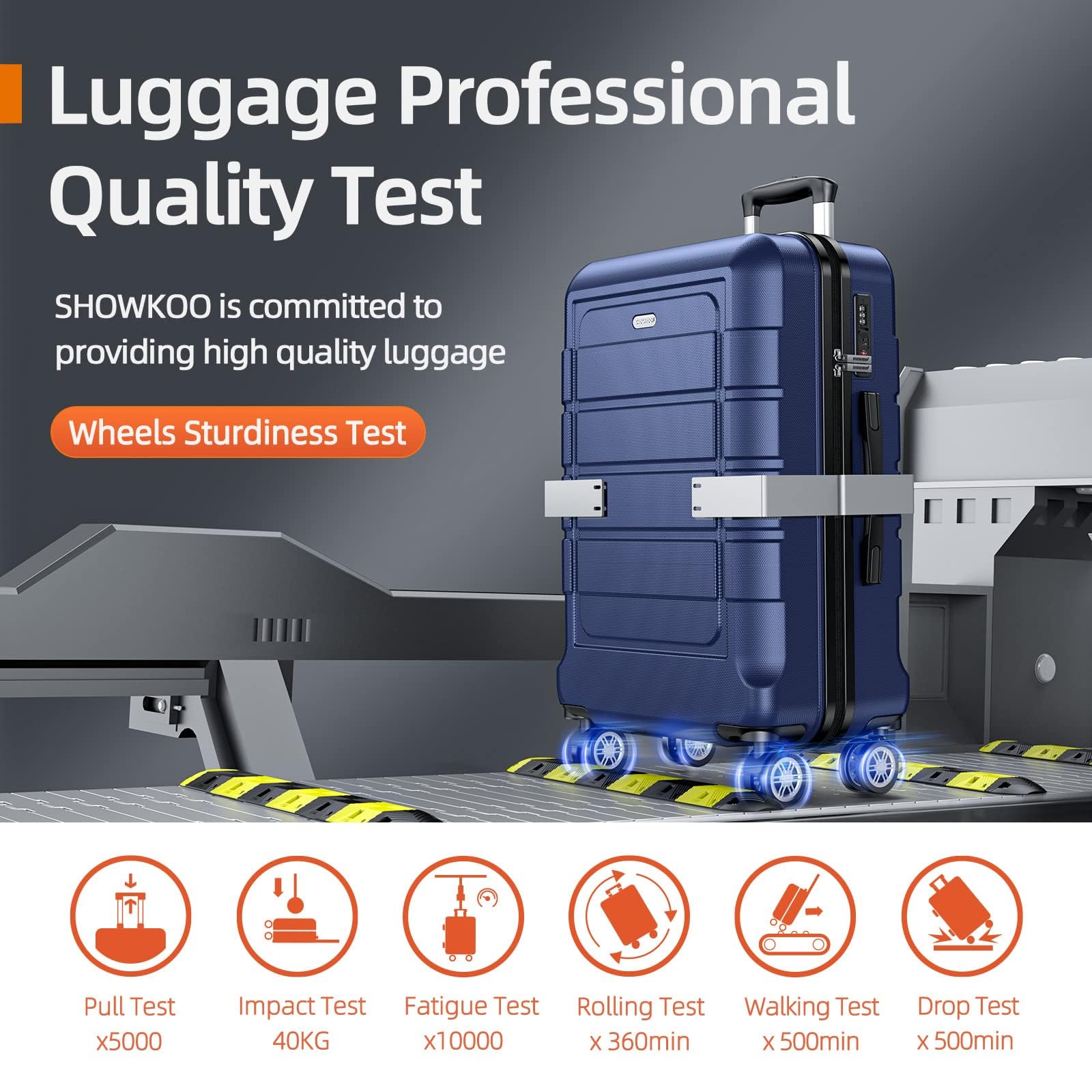 SHOWKOO Valigie da viaggio rigide espandibili ABS+PC Trolley Set valigie Cabina leggera durevole con 4 ruote doppie girevoli e chiusura TSA