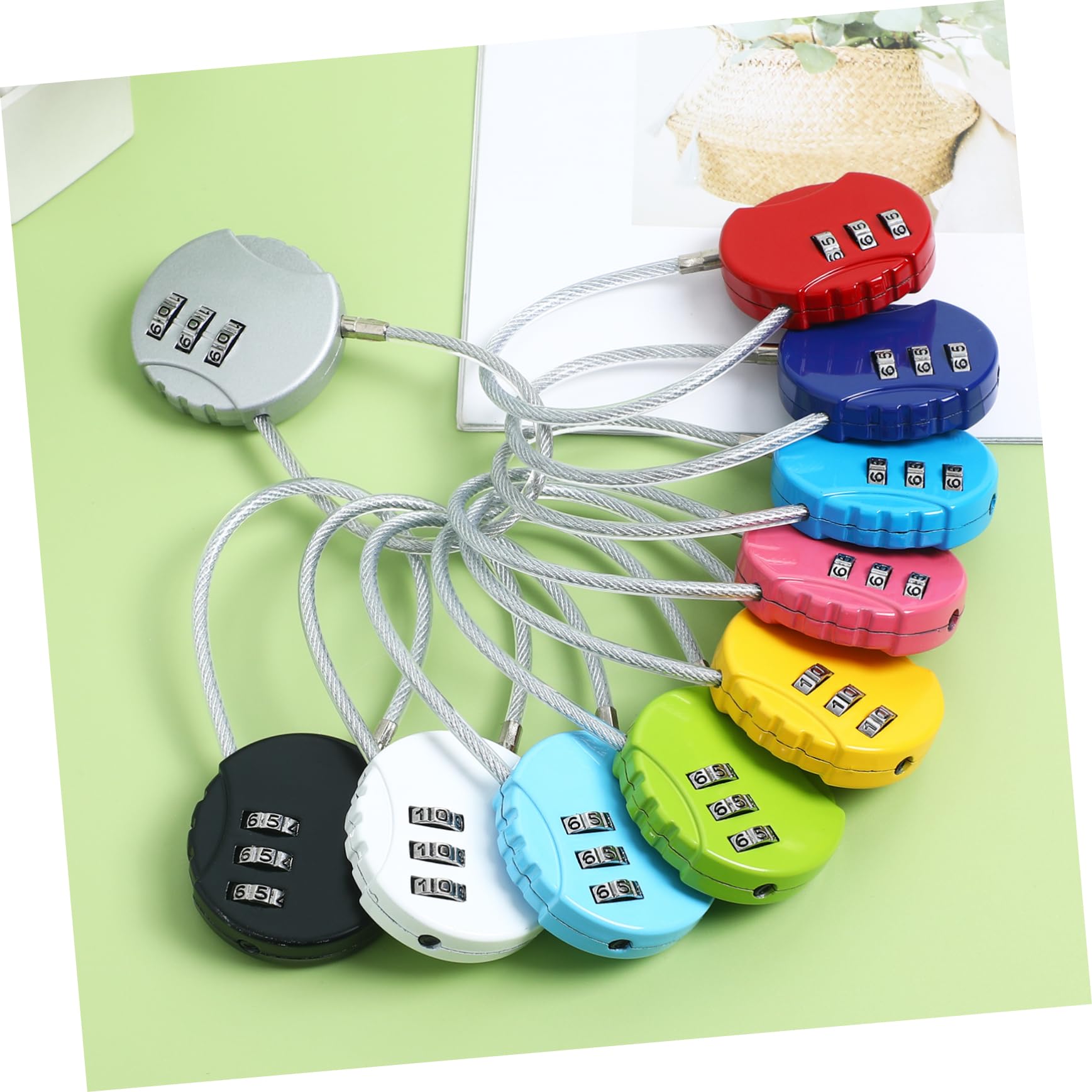 Homoyoyo 10 Candados para Equipaje Código de Aleación de Zinc y Cuerda de 13.5cm, Cerraduras Pequeñas Combinación para Maletas y Otros Objetos de Viaje