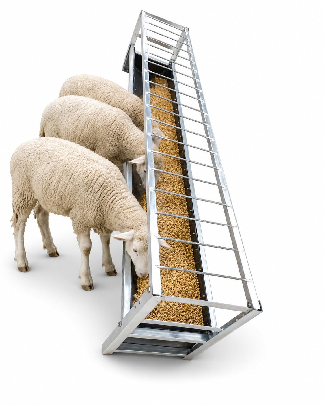 Mangiatoia da Pascolo 2 in 1 per Bestiame con Vaschetta per Cereali Struttura Robusta Grande capacità Adatta a Pecore Vitelli Bovini Cavalli Capre Fattoria Stalla Esterno,100cm