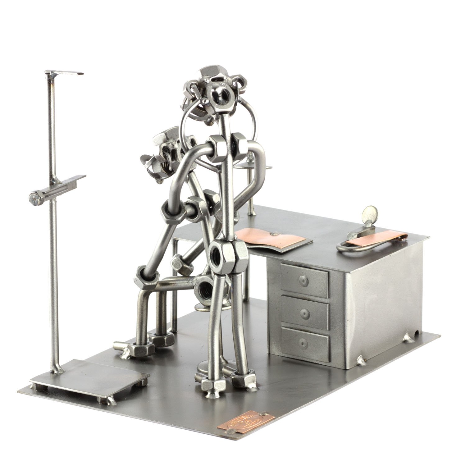 Steelman24 I Omini di Viti Medico di Medicina Generale con Piastra di Incisione Personale I Idee Regalo Originale I Soprammobili in Metallo