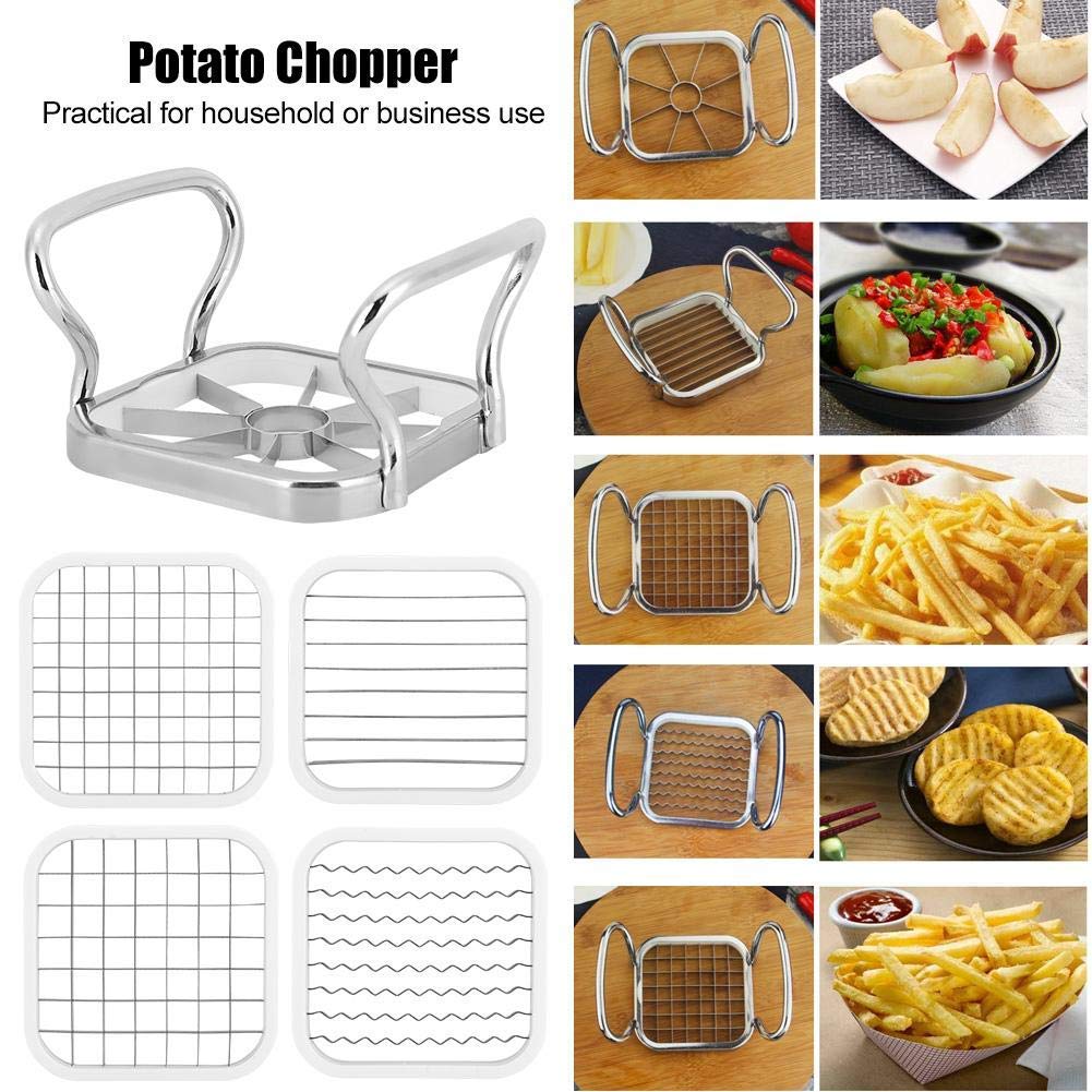 Pommes Frites Maker, 5in 1 Edelstahl Kartoffeln Obstschneider Chipper Chopper Maker Pommes Frites Werkzeug Kจนchenhelfer