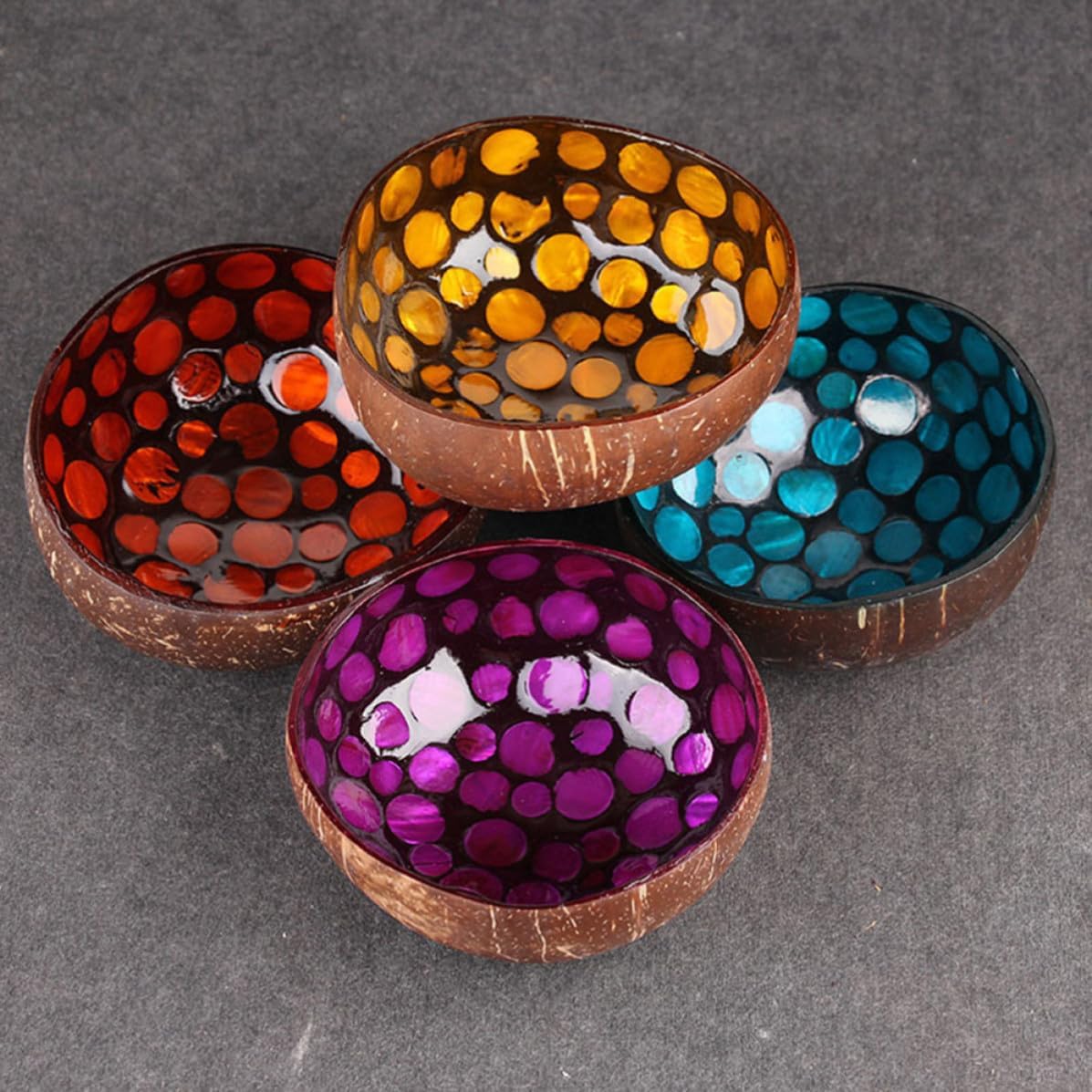 GLEAVI Blue Coconut Shell Bowl Decorative Snack and Nuts Holder for Home