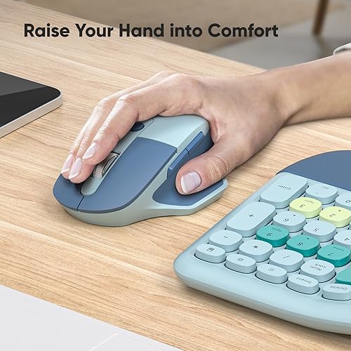 Miniatura 3 de MOFII Combo de teclado y mouse ergonómicos inalámbricos, cómodo teclado dividido con diseño curvado y reposamuñecas, mouse óptico ergonómico