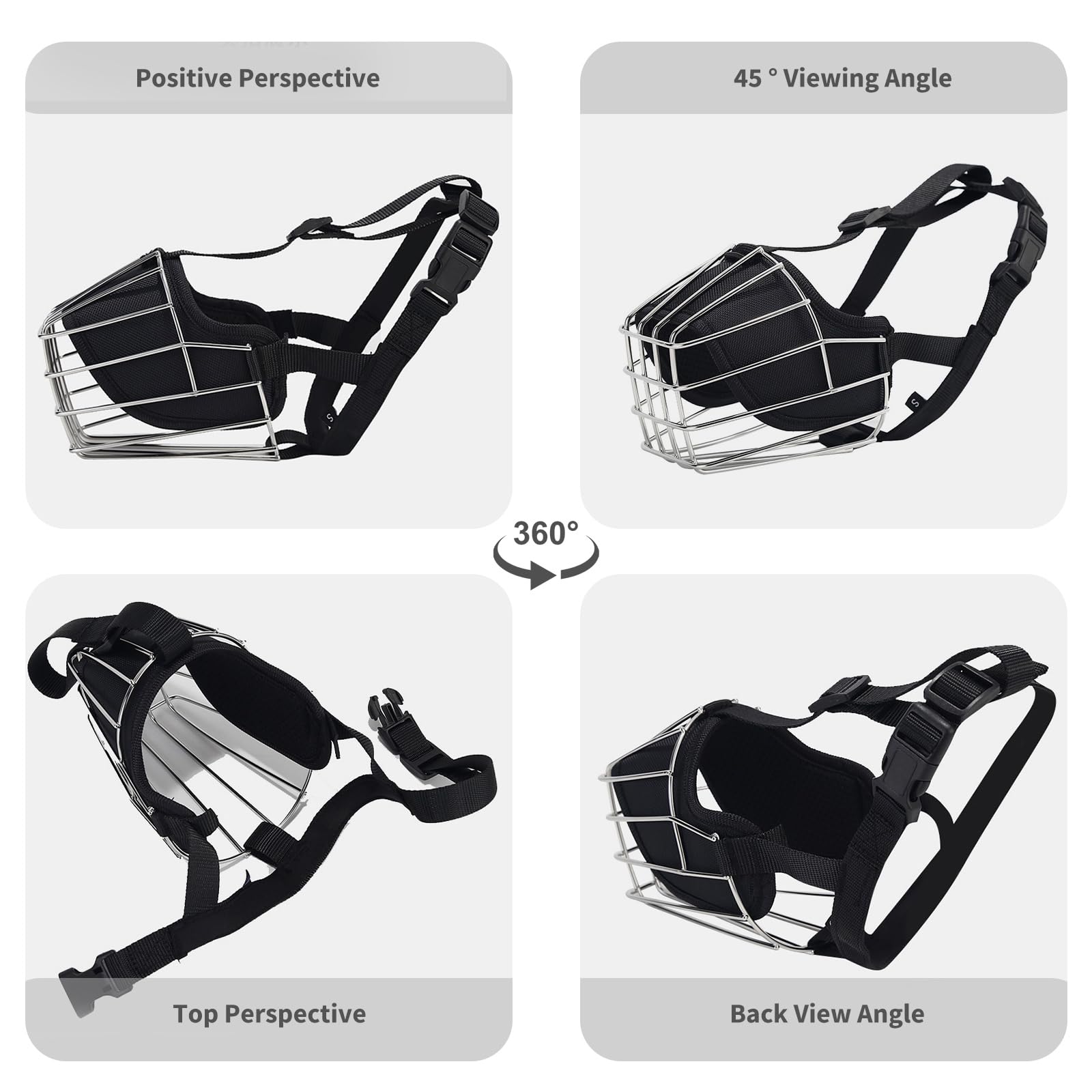 PETCUTE Muselière pour Chien Métal,Museliere Anti Aboiement Anti-Morsure,Muselière Panier en Métal pour Chiens avec Sangles Réglables,Durable,Museliere pour Petits, Moyens Et Grands Chiens,M