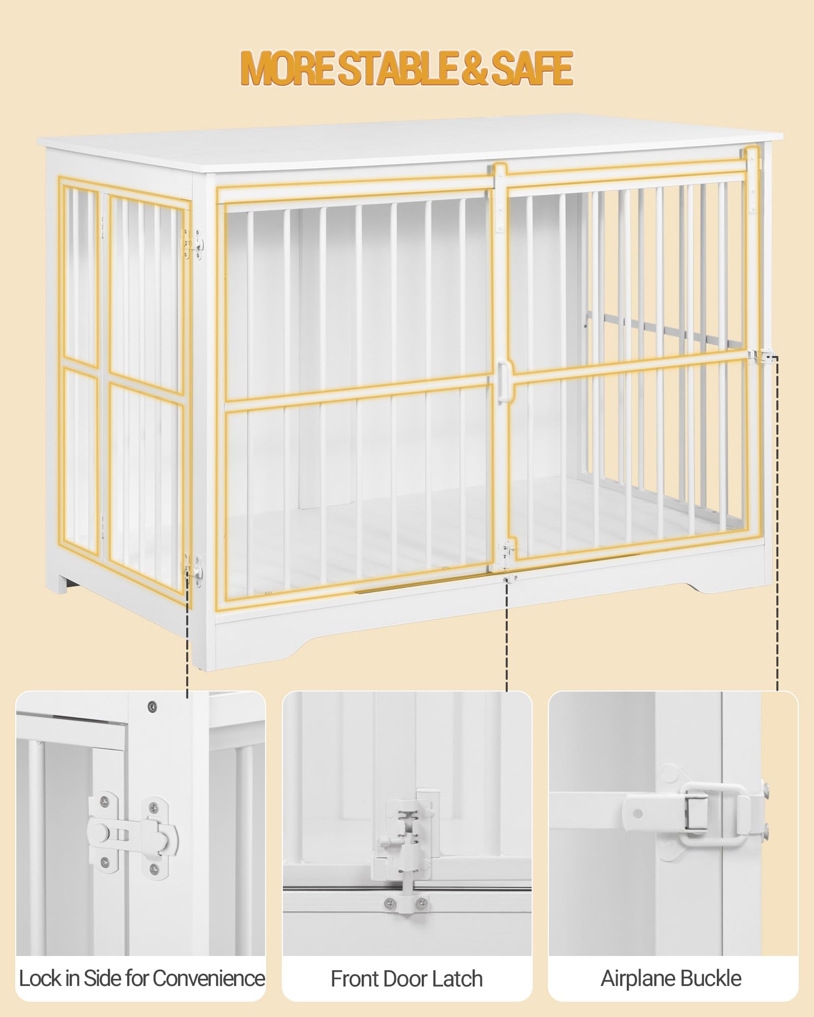 Gabbia Per Cani 110cm Con Tavolo | Nicchia Moderna Marrone Rustico | 2 Porte Scorrevoli | 65x110x81cm - Foto 2
