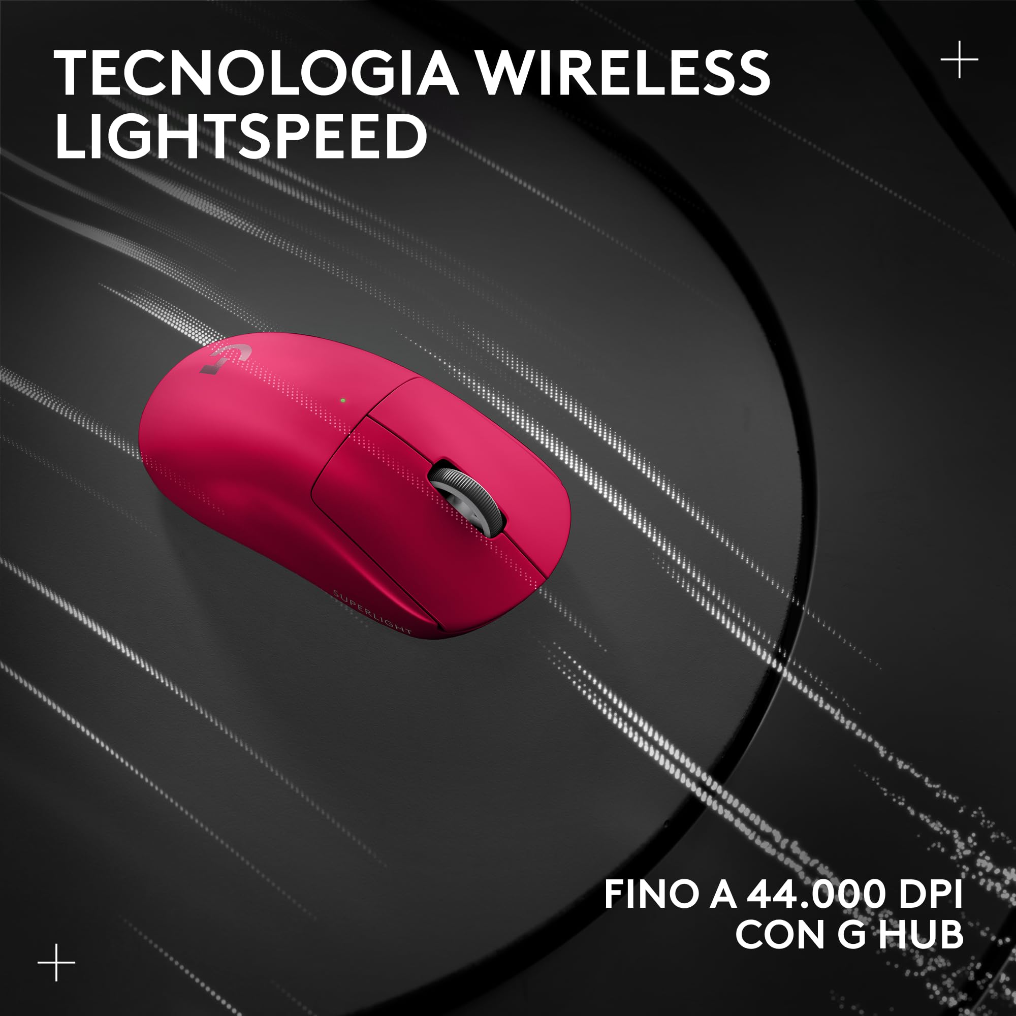 Logitech G PRO X SUPERLIGHT 2 LIGHTSPEED mouse gaming wireless, Versione Est Europa, aggiornamento 8K, leggero, 60g, HERO 2, 888 IPS, 44K DPI, 5 pulsanti programmabili, USB-C, PC e Mac - Rosa