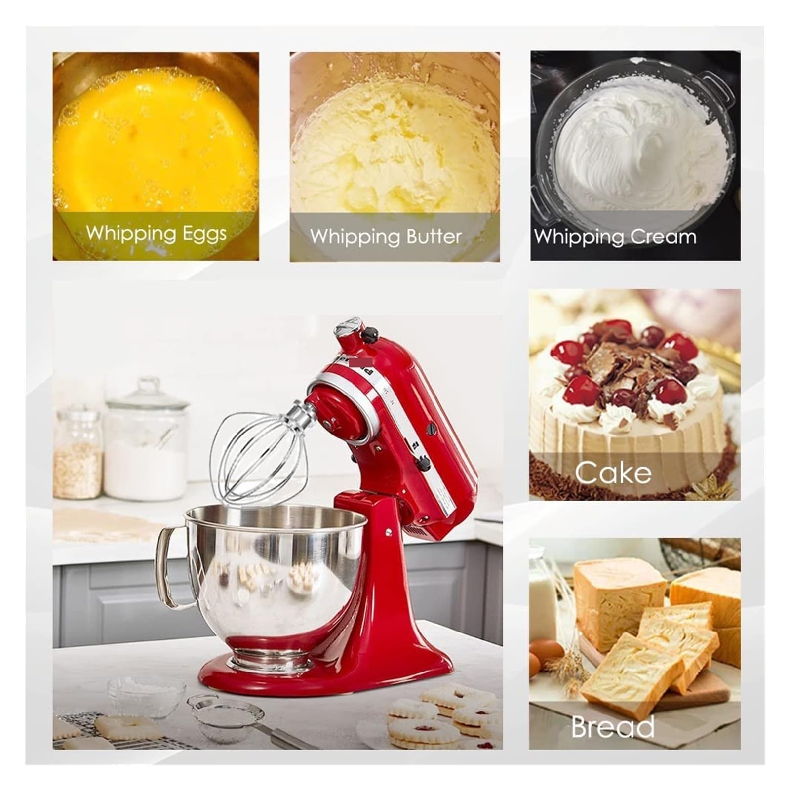 Frusta In Acciaio Inox Per Mixer KitchenAid - 6 Fili, Compatibile Con Modelli A Testa Inclinabile 4.5-5L - K45SS - Foto 9