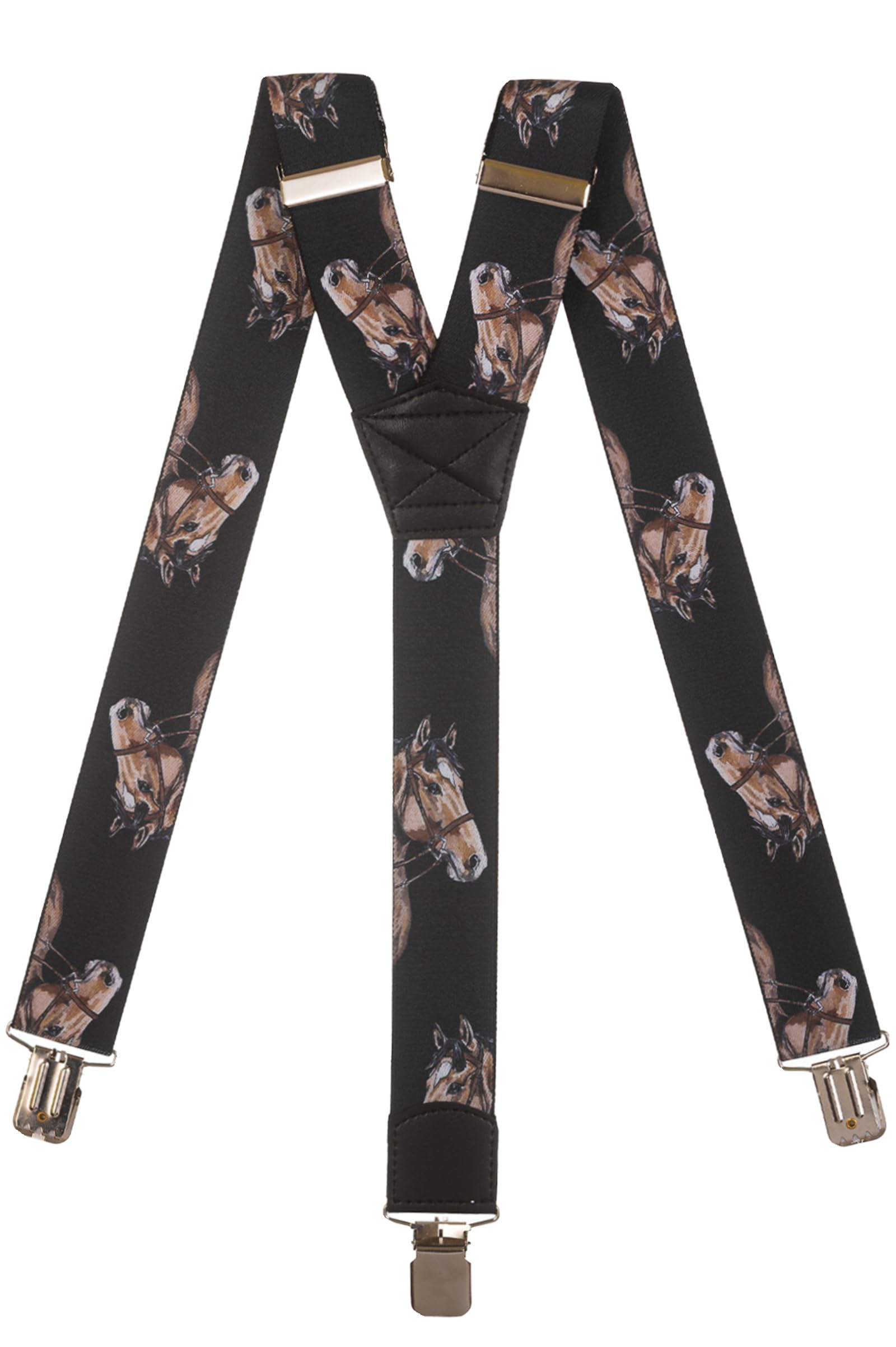 Olata Men's Heavy Duty Printed Y-Shape Braces/Suspenders, 4cm - Horse A