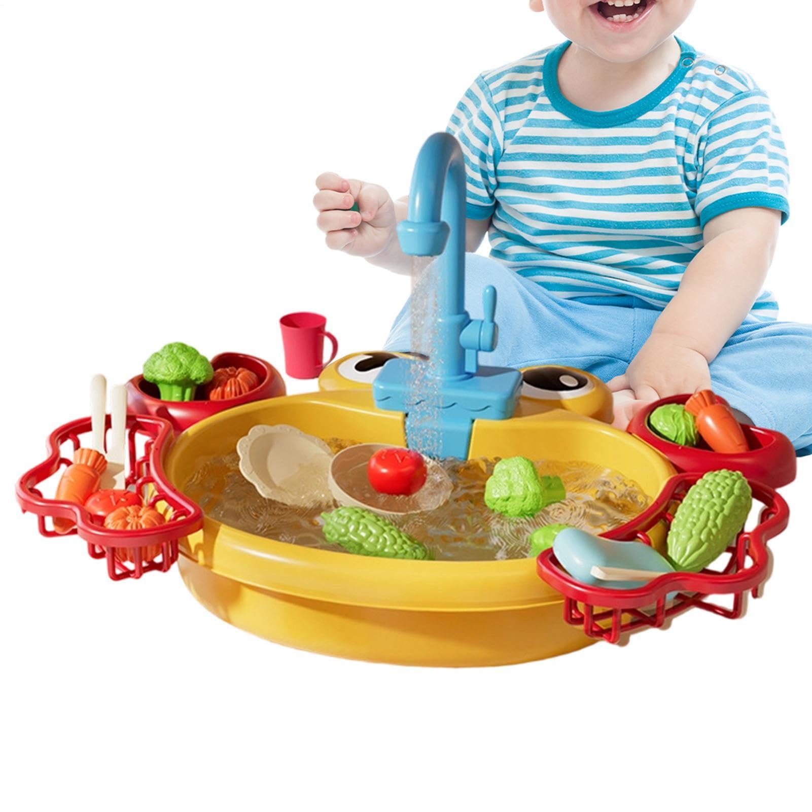 Generico Lavello per Bambini con Acqua Corrente Giochi di Ruolo per Bambini | Giocattolo con Rubinetto Rotante per Bambini Bambine Prescolari Giardino Spiaggia Campeggio Asilo Casa Bagno Cameretta Festa